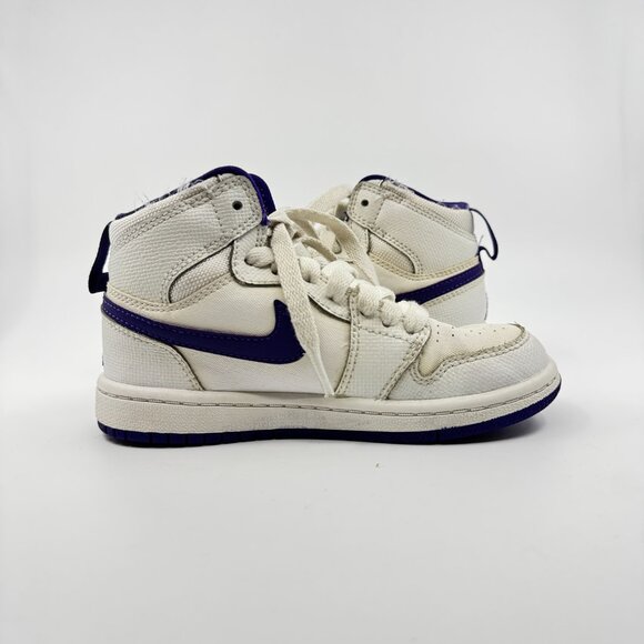 Nike Air Jordan 1 Kids Size 11C White/Purple High OG Streetwear 705321-137 - Picture 5 of 9